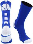 MadSportsStuff Basketball Socks with Basketball Logo Crew Socks (Royal/White, X-Small)