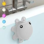 Bathtub Overflow Drain Cover - Silicone Bath Tub Drain Cover, Octopus Tub Overflow Drain Stopper with Suction Cups, Adds Inches of Water for Deeper Bath, Bathroom Spa Relaxing Accessory, Grey