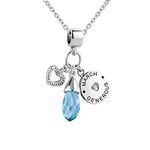 Luluadorn Teardrop March Birthstone Necklaces Heart Pendant Happy Birthday Gifts for Women