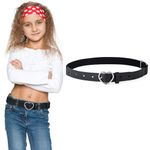 Monopa Kids Elastic Belt for Girls - Adjustable Toddler Stretch Belt for Girls and Boys 3-16 Years (Heart Belt, Black)