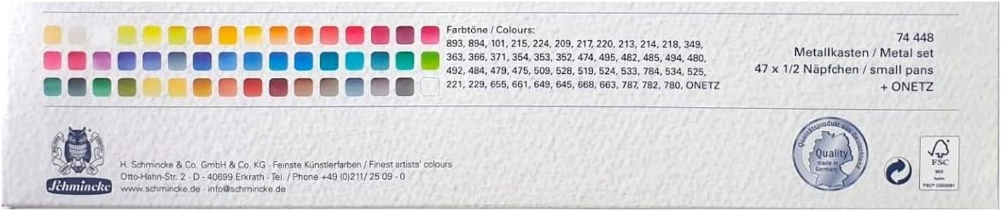 SCHMINCKE Horadam 48 Half Pan Watercolor Set – Aluminum Tin, Germany