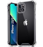 naykodi Hard Back Shock Proof Silicone Bumper Cover Case for Apple iPhone 13 / iPhone 14 (TPU+Polycarbonate | Transparent)