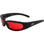 Global Vision Chicago Motorcycle Padded Glasses, Sunglasses for Men & Women Shatterproof Polycarbonate Lens UV400 Scratch-Resistant Vented EVA Foam Red Lens Safety Sun Glasses RX-ABLE