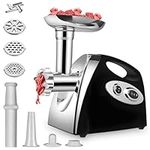 RUN.SE RUN.SE Meat Grinder,Electric Meat Grinder, 2800W Heavy Duty Meat Mincer,Electric Ground Sausage Stuffer Maker Stainless Steel with 3 Plates, Sausage Stuffer Tube and Kubbe Kit (Black)