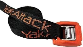 YakAttack 15' Cam Strap - Heavy Duty Polyester Kayak Tie Down with Protective Rubber Buckle, Black/Orange - 2 Pack (YEP-1006-15) | Kayak Fishing Accessories