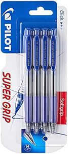 Pilot Supergrip - Bolígrafo retráctil. Tinta base aceite, Azul, 4 unidades