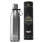 Greens Steel Stainless Steel Water Bottle - 750ml, Silver | Double Wall Vacuum Insulated Flask | Carier Holder & Gift Box Included | Reusable, Leak Proof Sports Bottle for Adults & Kids