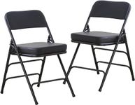 BOOSDEN Folding Chair, Set of 2, Foldable Chair, Faux Leather Fold Up Chair for Office, Dining, Portable and Compact Metal Frame Folding Seat, Thickened Padded Fold Out Chair Indoor & Outdoor, Black