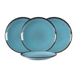 HENXFEN LEAD Dinner Plates Set of 4, Large Serving Dishes 10 Inch for Steak, Salad, Pasta - Stoneware Dinnerware Sets Dishwasher, Microwave, Oven Safe, Aqua