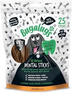 Bugalugs Dental Sticks Dogs - 100% Natural Dog treats & Dog Chews for Dog Teeth Cleaning, Dog Plaque Remover & Dog Breath Freshener - Dog dental sticks are Grain Free Dog Treats