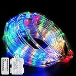 Fatpoom LED Rope Lights Battery Operated String Lights 40Ft 120 LEDs 8 Modes Outdoor Waterproof Fairy Lights Dimmable/Timer with Remote for Camping Party Halloween Christmas Decoration Multi-Color