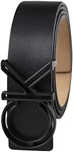 Calvin Klein Men's Casual CK Monogram Cut Out Buckle Belt, Double Black, Medium (34-36)