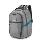 High Sierra Fairlead Zipper Closure Laptop Computer Travel Backpack with Padded Straps and Luggage Strap, Steel Grey/Mercury/Blue, Travel Backpacks