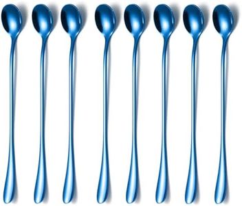 8 Pcs Long Handle Coffee Spoons Stainless Steel Long Teaspoons 7.7 Inch Iced Tea Spoon Cocktail Stirring Spoons Ice Cream Spoon for Coffee Bar Accessories, Set of 8 Blue