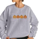 Halloween Sweatshirt Women Winter,Halloween Evil Pumpkin Head Print Pullover Sweatshirt Long Sleeve Sweatshirt Teen Girls Autumn Halloween Costumes Cotton Hooded Jacket Women (Grey, M)