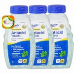 Equate Extra Strength Antacid Chewable Tablets, 750 mg, Wintergreen Flavor, Calcium Enriched, Gas Relief, Peppermint, 96 Ct (Pack of 03) Total 288ct + CreativeAndBundle Sticker