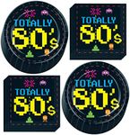 Live It Up! Party Supplies 80's Pixelated Arcade Paper Dinner Plates and Luncheon Napkins (Serves 16)