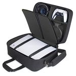 USA Gear PS5 Case - Console Case Compatible with Playstation 5 and PS5 Digital Edition with Customizable Interior for Playstation Controller, Games, Gaming Headset, and Gaming Accessories (Black)