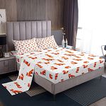 Feelyou Fox Bedding Set Cute Animal Pattern Bed Sheet Set for Kids Boys Girls Woodland Fitted Sheet Full Size Includes 1 Flat Sheet 1 Sheets & 2 Pillowcases