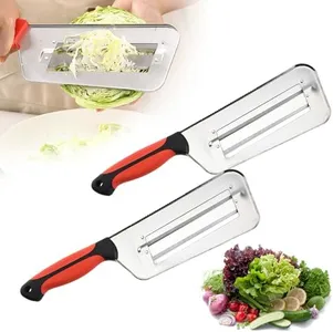 Stainless Steel Shredder Knife, 2025 New Cabbage Shredder for Coleslaw, Double-layer Lettuce Shredders Vegetable Cutter Cabbages Slicer for Potatoes Onions Cucumbers Kitchen Gadgets 2 Pcs