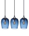 ARIAMOTION Glass Pendant Lights Kitchen Island Blue Modern Light Fixtures Ceiling Hanging Hand Crafted Art Bubble Teardrop Over Dining Room Table Bathroom 3 Pack 7 Inch H 5.5 Inch Diam