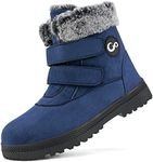 Womens Winter Snow Boots Warm Fur Lined Short Boots for women Waterproof Anti Slip Booties with Double Hook Loop Comfortable Outdoor Shoes, Dark Blue, 10.5