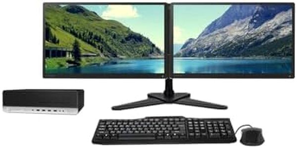 HP Dual Monitor Trading Setup EliteDesk 800 G3 SFF PC - Intel Core i7 6th Gen, With 2 x 23 Matching HD 1080p Monitors, Leg Base Stand, Windows 11 Pro OS (Renewed) (16GB DDR3-512GB SSD)