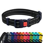 CollarDirect Small Dog Collar with Metal Buckle Nylon Reflective Puppy Collar Adjustable 8 Colors (Neck Fit 7"-11", Black)