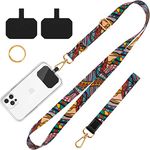 Cell Phone Lanyard, Crossbody Neck Lanyard, Hand Wrist Strap for Cell Mobile phone,Key chain, Card holder,ID Badge, Shoulder Neck Strap for all Smartphones.Free 2×Pads, 2×Metal Keyrings