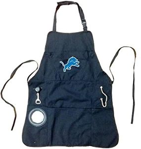 Team Sports America Outdoor NFL Black Grilling Apron | Detroit Lions | Made of Durable Cotton | Beverage Opener and Multi-Tool |Sports and Tailgaiting Apparel, Detroit Lions, Large