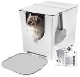 Modkat® Flip Starter Kit - Flip Litter Box (White), Katch Litter Mat (Gray), 4X Reusable Litter Liner, Litter Scoop, 2X Charcoal Filters