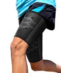 Sparthos Thigh Compression Sleeves (Pair) – Upper Leg Sleeves for Men and Women Elastic Support for Sore Hamstring Groin Quad Reduce Cramping Athletic Sports Washable and Durable (Black-XL)