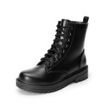 DREAM PAIRS Women's Combat Boots Side Zipper Round toe Lace-up Ankle Booties,Size 10,Black,SDAB2438W