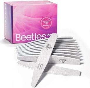 Beetles Pro 120-Pcs Nail File – Professional 100/180 Grit Double Sided Emery Board Nail Files Washable Shaper Files for Acrylic, Gel & Natural Nails – Salon Quality Manicure Tool