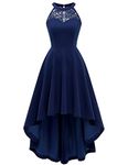 Bbonlinedress Vintage High Low Halter Dress Wedding Bridesmaid Cocktail Party Homecoming Summer Dress Navy XL