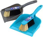 MR.SIGA Dustpan and Brush Set, Pack of 2 Set, Blue & Grey