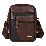 Pramadda Pure Luxury Diablo Luxe Faux Leather Sling Bag For Men Women Travel | Stylish Side Crossbody Shoulder Mobile Messenger Bag | Corporate Gift for Men Employees. (Choco Brown)