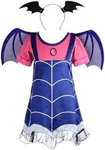 Dressy Daisy Little Girls Dress Up Halloween Costume Fancy Party Vampire Outfit Set with Bat Headband and Wings Size 5-6, 095A