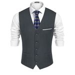 PJ PAUL JONES Mens Lightweight Vest V Neck Regular Fit Suit Vest Dress Cosplay Waistcoat Dark Gray XL