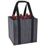 Eurhomewit Bottle Bag 9 Compartments, Wine Bottle Carrier Felt Wine Tote Bag Holder with Protable Handles, Reusable Wine Bottle Bag for Transporting Red Wine, Champagne, Beer and Water Bottles