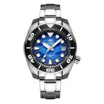 ADDIESDIVE Diver Watches for Men Automatic Watch 44.5mm Blue Dial with Water Ripples Design Water-Resistance 200M NH35A Steel Band