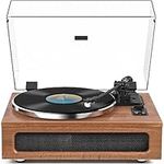 Record Player All-in-One High Fidelity Turntable for Vinyl Records with Built-in 4 Stereo Speakers Phono Preamp Bluetooth Playback Auto Stop Belt Drive with MM Cartridge ATN3600L Stylus Vintage