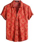 VATPAVE Mens Floral Hawaiian Shirts Short Sleeve Button Down Beach Shirts 3X-Large Red SunFlower