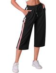 iClosam Women's Capri Sweatpants Casual Cropped Joggers Lounge Pants with Pockets Loose Drawstring Jogging Capri Trousers Black