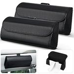 Frienda 2 Pieces Sunglasses Holder for Car Sun Visor, Eyeglasses Visor Organizer Storage Case with 2 Pcs Cleaning Cloths Automotive Interior Accessories