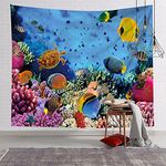 GGSDDU Underwater World Wall Tapestry,Sea Animal Tropical Fish Tapestry Wall Hanging,Tapestries For Bedroom Living Room Dorm Tv Background,60" X 40" (150×100 cm)