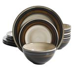 Gibson Elite Everston 12 Piece Dinnerware Set, Brown