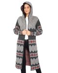 HAUTEMODA Women Winter Wear Long Front Open Sweater Shrug (XL, Grey), Wool Hooded