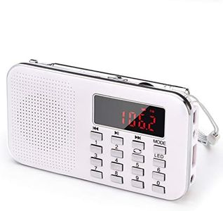 PRUNUS J-908 Poste Radio Portable AM/FM, Petite Radio Portable Rechargeable avec Batterie Rechargeable de 1200mAh, Transistor Radio avec éClairage de Secours, Mini USB/SD/AUX (Blanc)