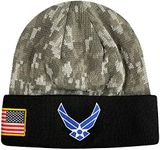 Icon Sports U.S. Military Beanie – Official Embroidered Flag Patch Warm Winter Knit Cap Adult Unisex Hats for Men Women, U.s. Air Force / Black Digital Camo, One Size